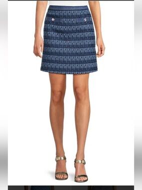 Karl Lagerfeld Navy Tweed Mini Skirt